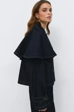 Gina Tricot Cape deni trench Blå