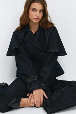 Gina Tricot Cape deni trench Blå