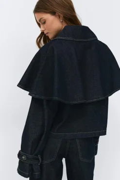 Gina Tricot Cape deni trench Blå