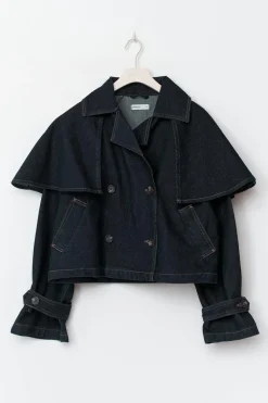 Gina Tricot Cape deni trench Blå