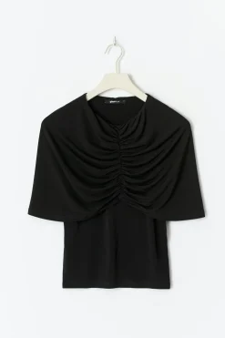 Gina Tricot Cape ruched top Svart Hot