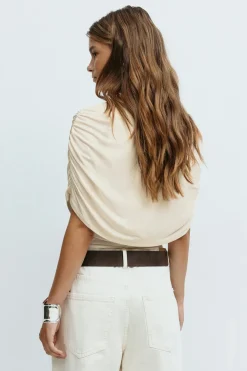 Gina Tricot Cape ruched top Hvit Online