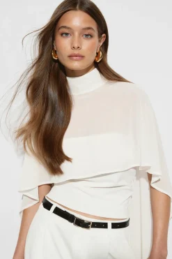 Gina Tricot Chiffon cape top Hvit Clearance