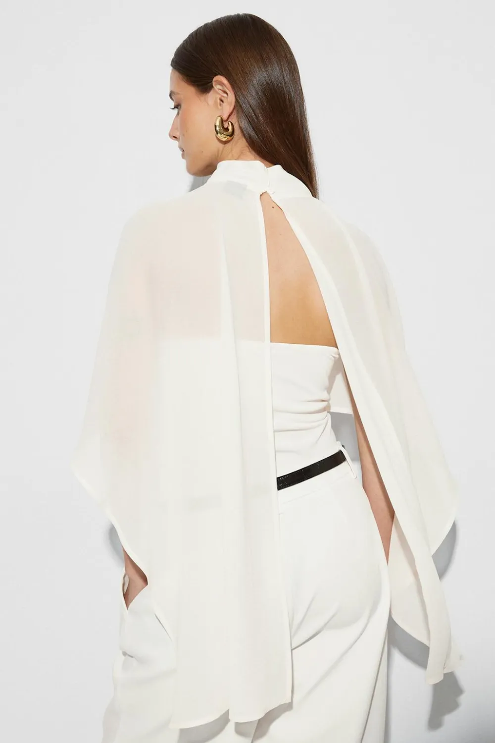 Gina Tricot Chiffon cape top Hvit Clearance