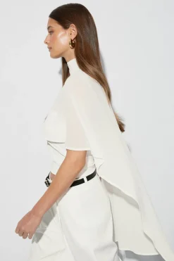 Gina Tricot Chiffon cape top Hvit Clearance