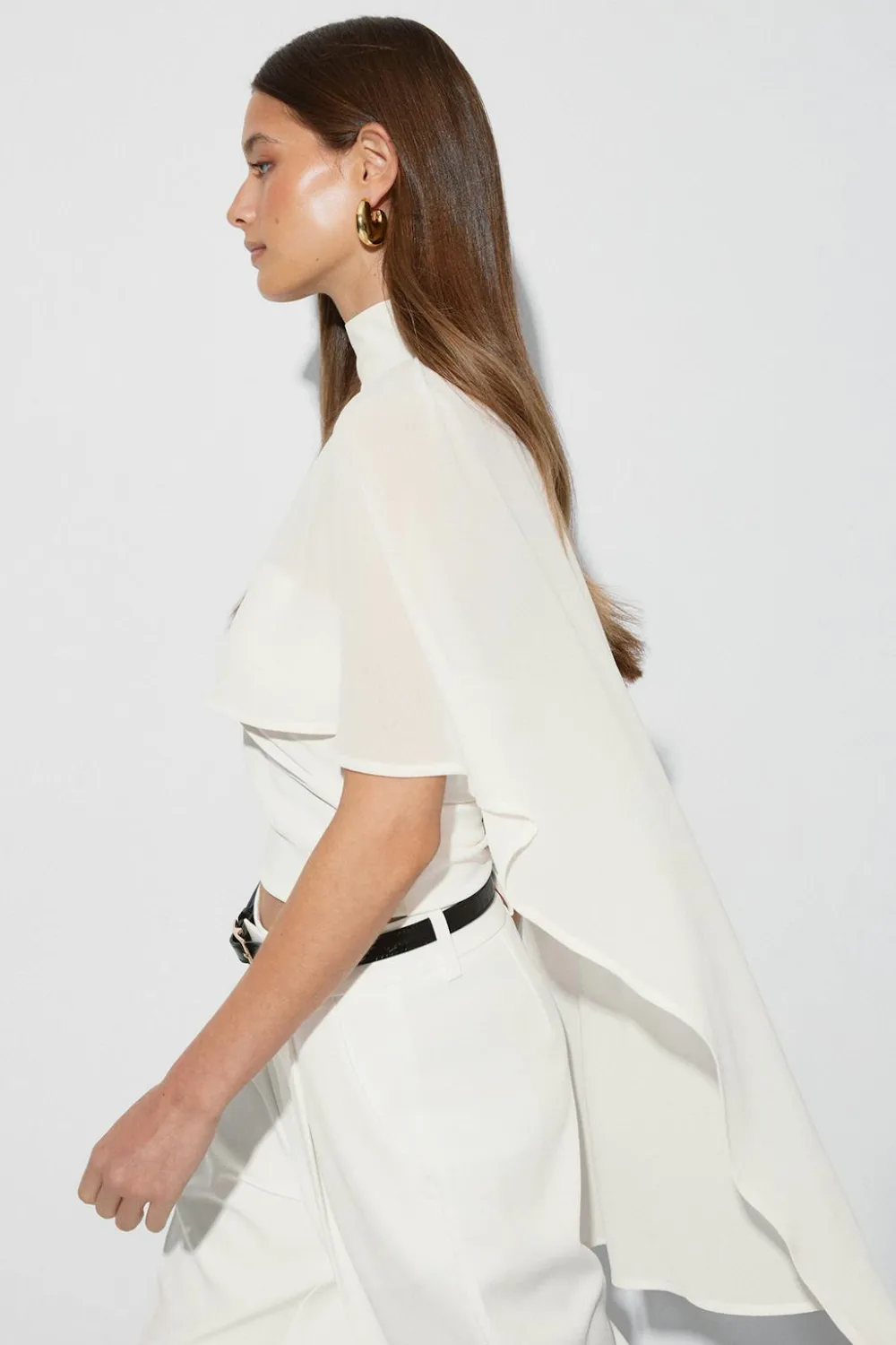 Gina Tricot Chiffon cape top Hvit Clearance
