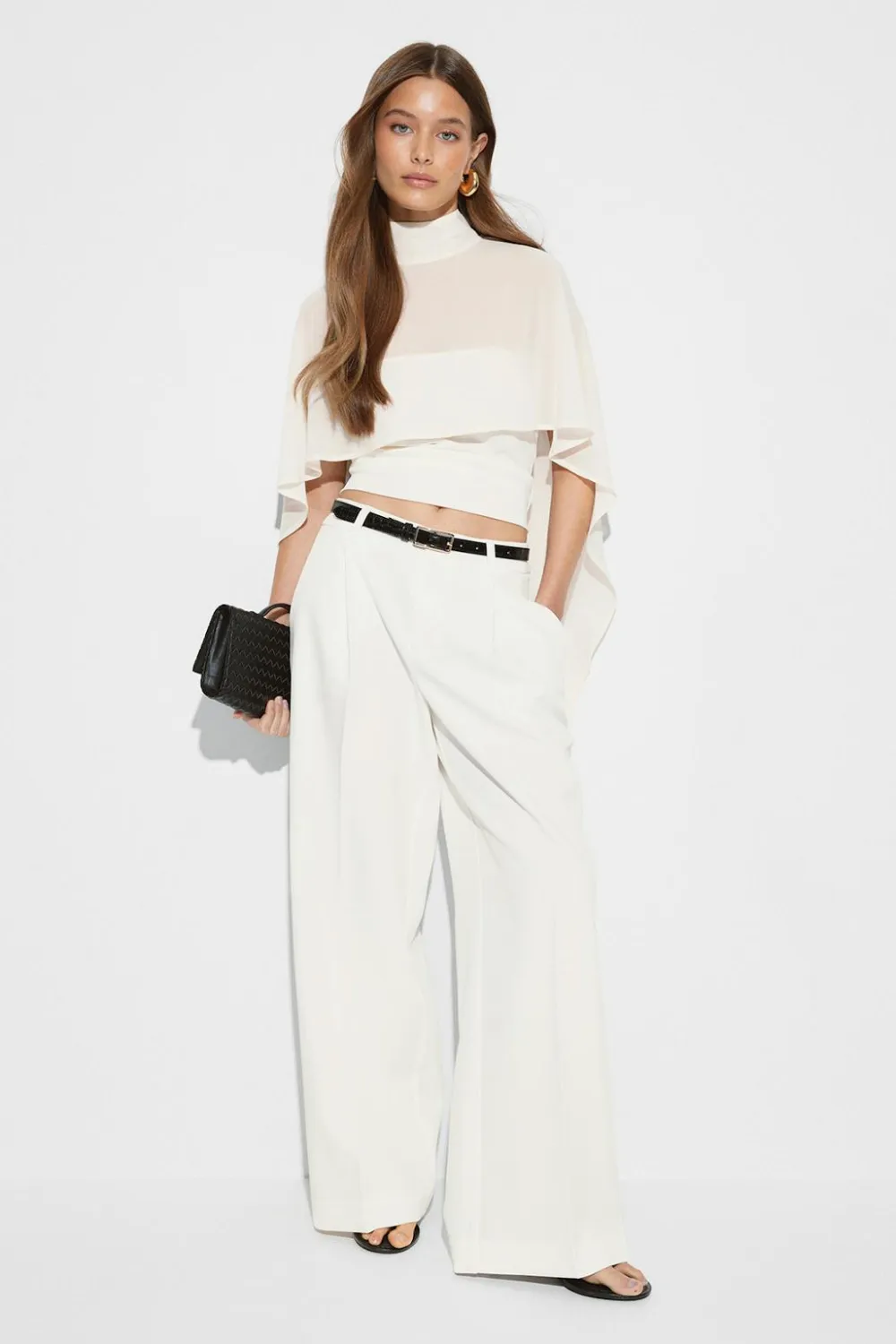 Gina Tricot Chiffon cape top Hvit Clearance