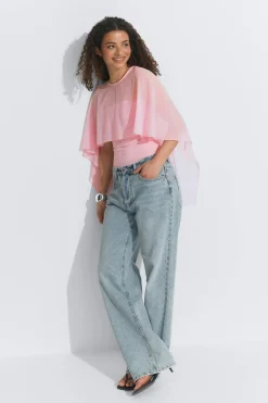 Gina Tricot Chiffon cape top Rosa Best