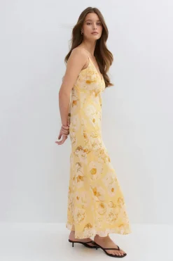 Gina Tricot Chiffon dress Gul Clearance