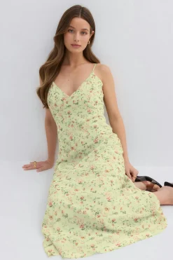 Gina Tricot Chiffon dress Grønn Outlet