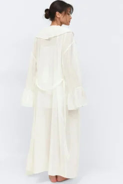 Gina Tricot Chiffon oungewear robe Hvit Clearance