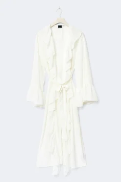 Gina Tricot Chiffon oungewear robe Hvit Clearance