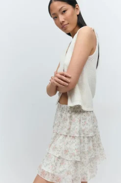 Gina Tricot Chiffon kirt Beige Hot