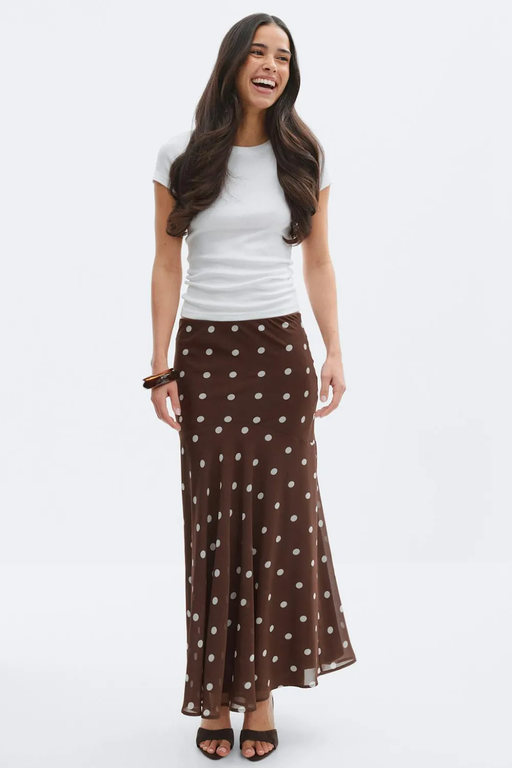 Gina Tricot Chiffon kirt Brun Discount