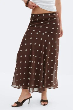 Gina Tricot Chiffon kirt Brun Discount