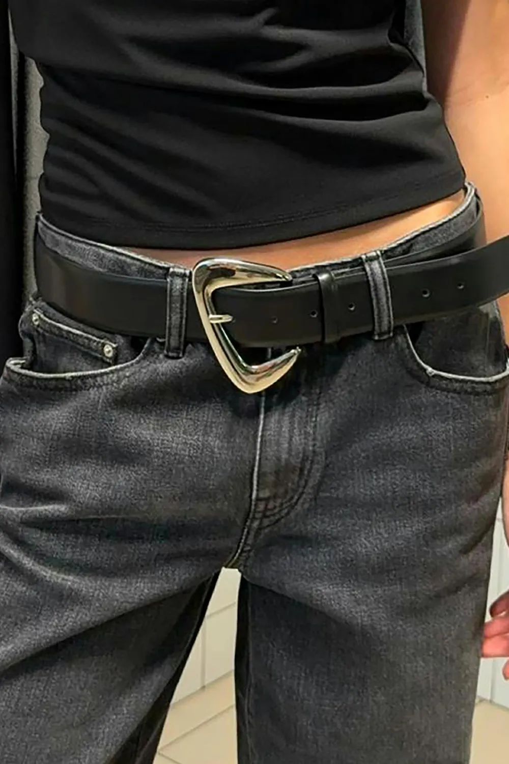 Gina Tricot Chunky buckel belt Svart Outlet