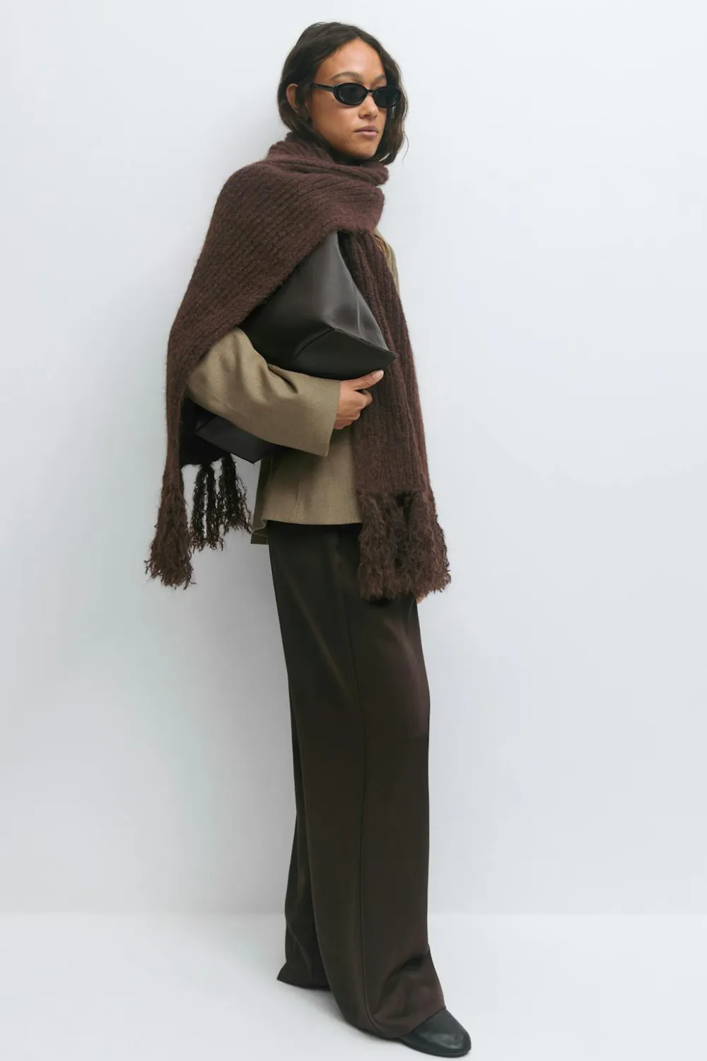 Gina Tricot Chunky knit fringe scarf Brun Outlet