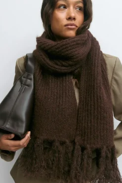 Gina Tricot Chunky knit fringe scarf Brun Outlet
