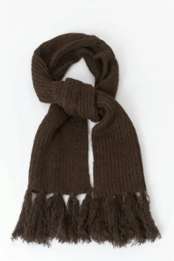 Gina Tricot Chunky knit fringe scarf Brun Outlet