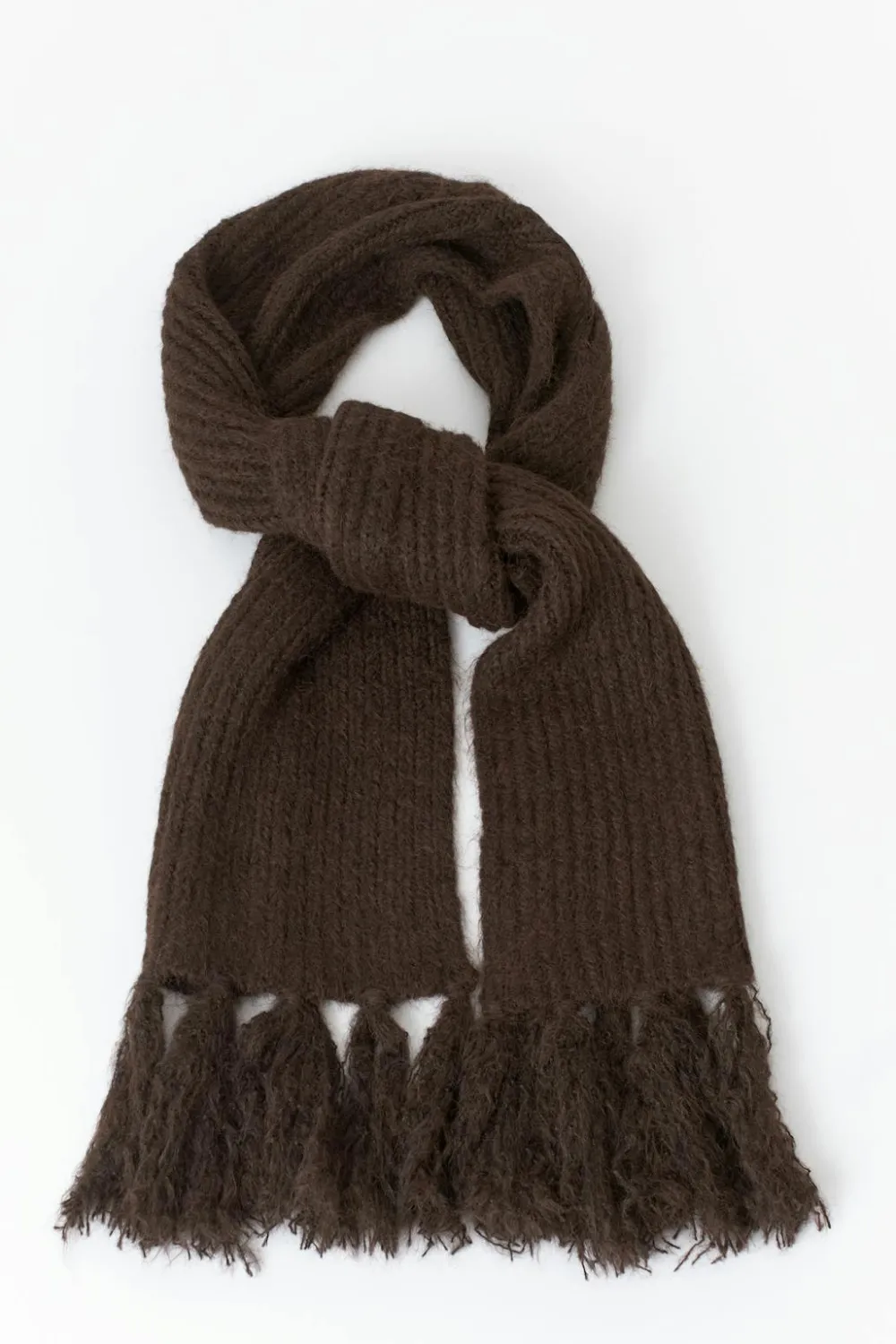 Gina Tricot Chunky knit fringe scarf Brun Outlet