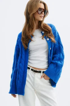 Gina Tricot Chunky knitted cabe cardigan Blå Online