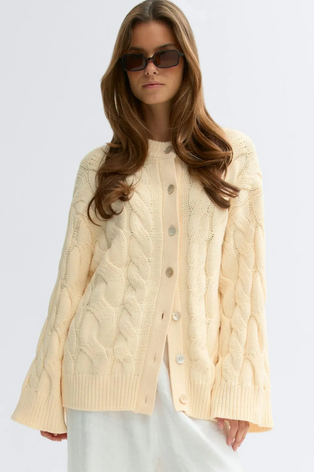 Gina Tricot Chunky knitted cabe cardigan Gul Hot