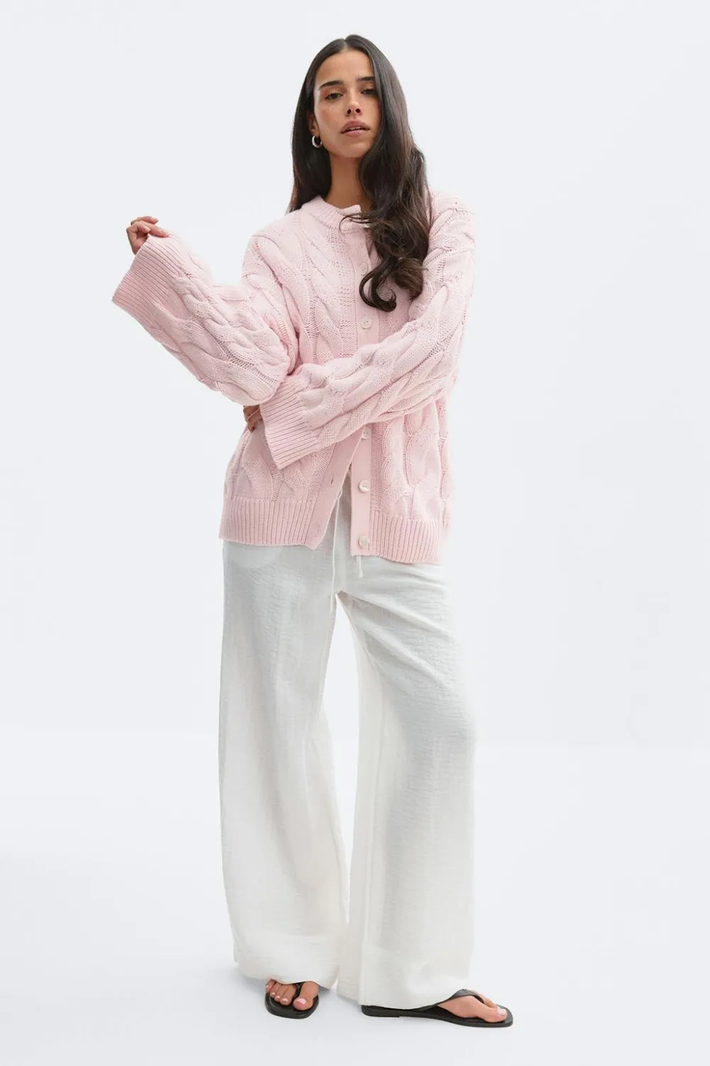 Gina Tricot Chunky knitted cabe cardigan Rosa Sale