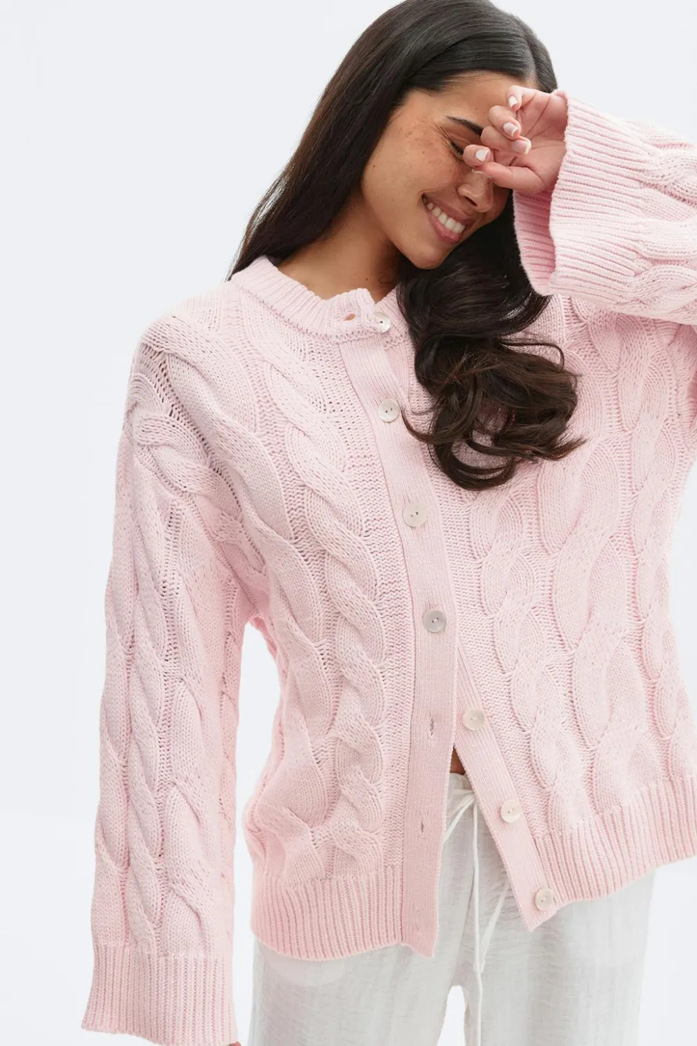 Gina Tricot Chunky knitted cabe cardigan Rosa Sale