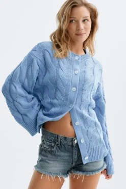 Gina Tricot Chunky knitted cabe cardigan Blå Clearance