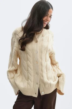 Gina Tricot Chunky knitted cabe cardigan Beige Sale