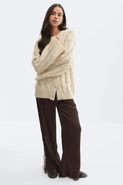 Gina Tricot Chunky knitted cabe cardigan Beige Sale