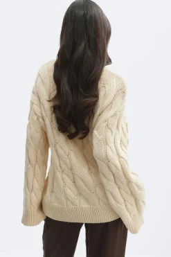 Gina Tricot Chunky knitted cabe cardigan Beige Sale