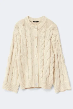 Gina Tricot Chunky knitted cabe cardigan Beige Sale