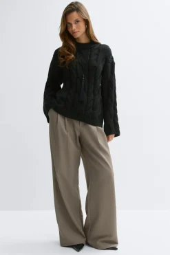 Gina Tricot Chunky knitted cabe weater Svart Clearance