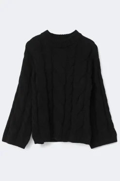 Gina Tricot Chunky knitted cabe weater Svart Clearance