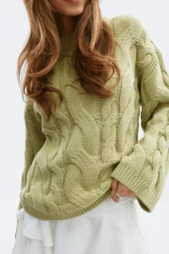 Gina Tricot Chunky knitted cabe weater Grønn Clearance