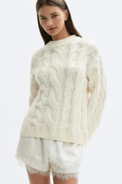 Gina Tricot Chunky knitted cabe weater Hvit Hot