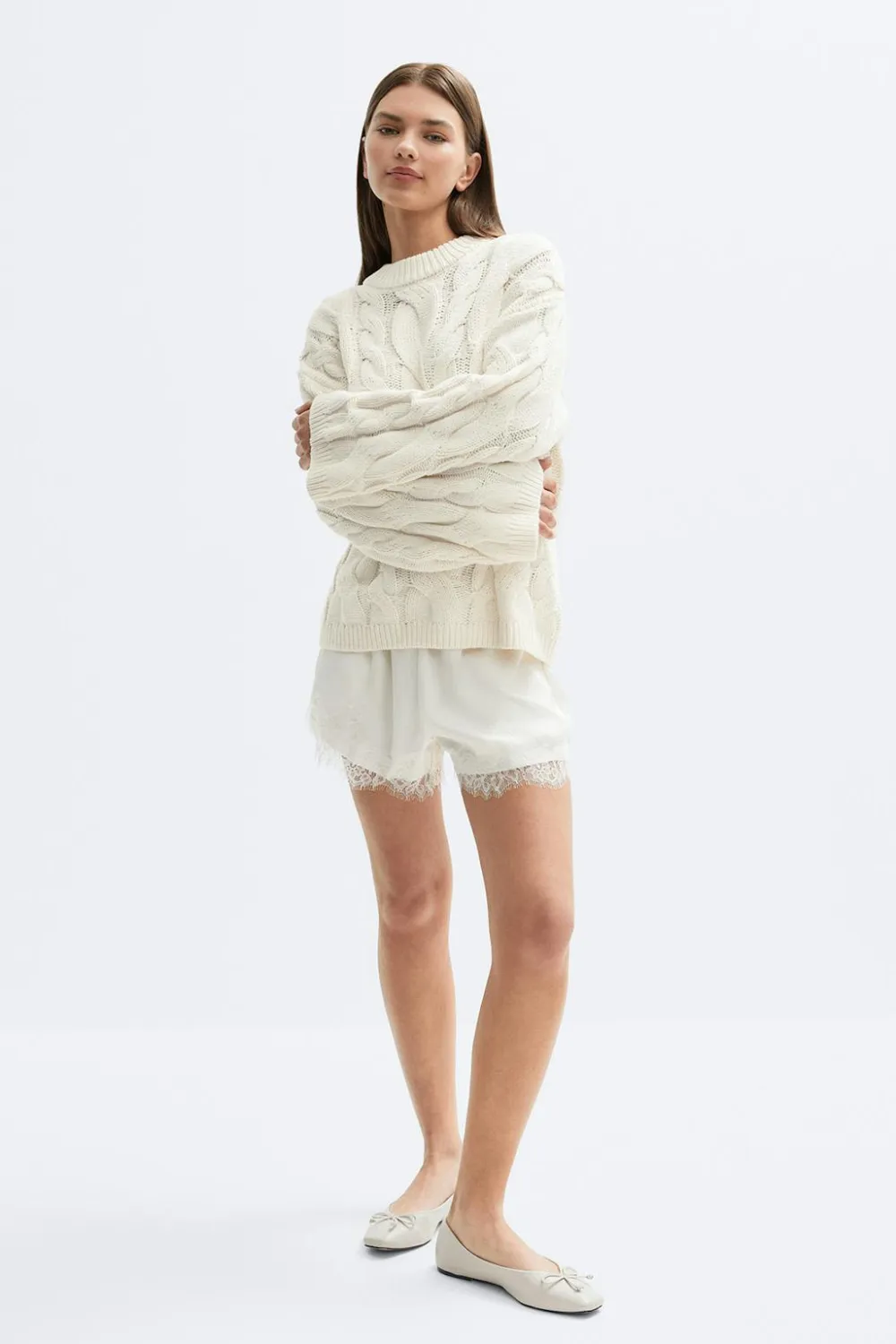 Gina Tricot Chunky knitted cabe weater Hvit Hot