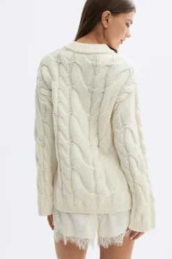 Gina Tricot Chunky knitted cabe weater Hvit Hot