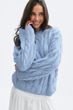 Gina Tricot Chunky knitted cabe weater Blå New