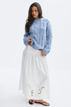 Gina Tricot Chunky knitted cabe weater Blå New