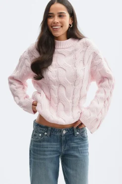 Gina Tricot Chunky knitted cabe weater Rosa Discount