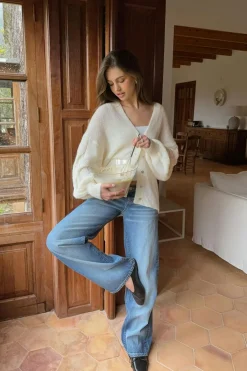Gina Tricot Chunky knitted cardigan Hvit Hot