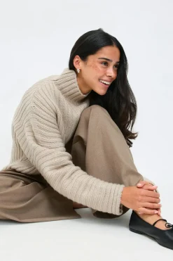 Gina Tricot Chunky turteneck knit weater Beige Clearance