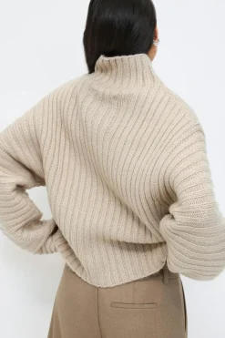 Gina Tricot Chunky turteneck knit weater Beige Clearance