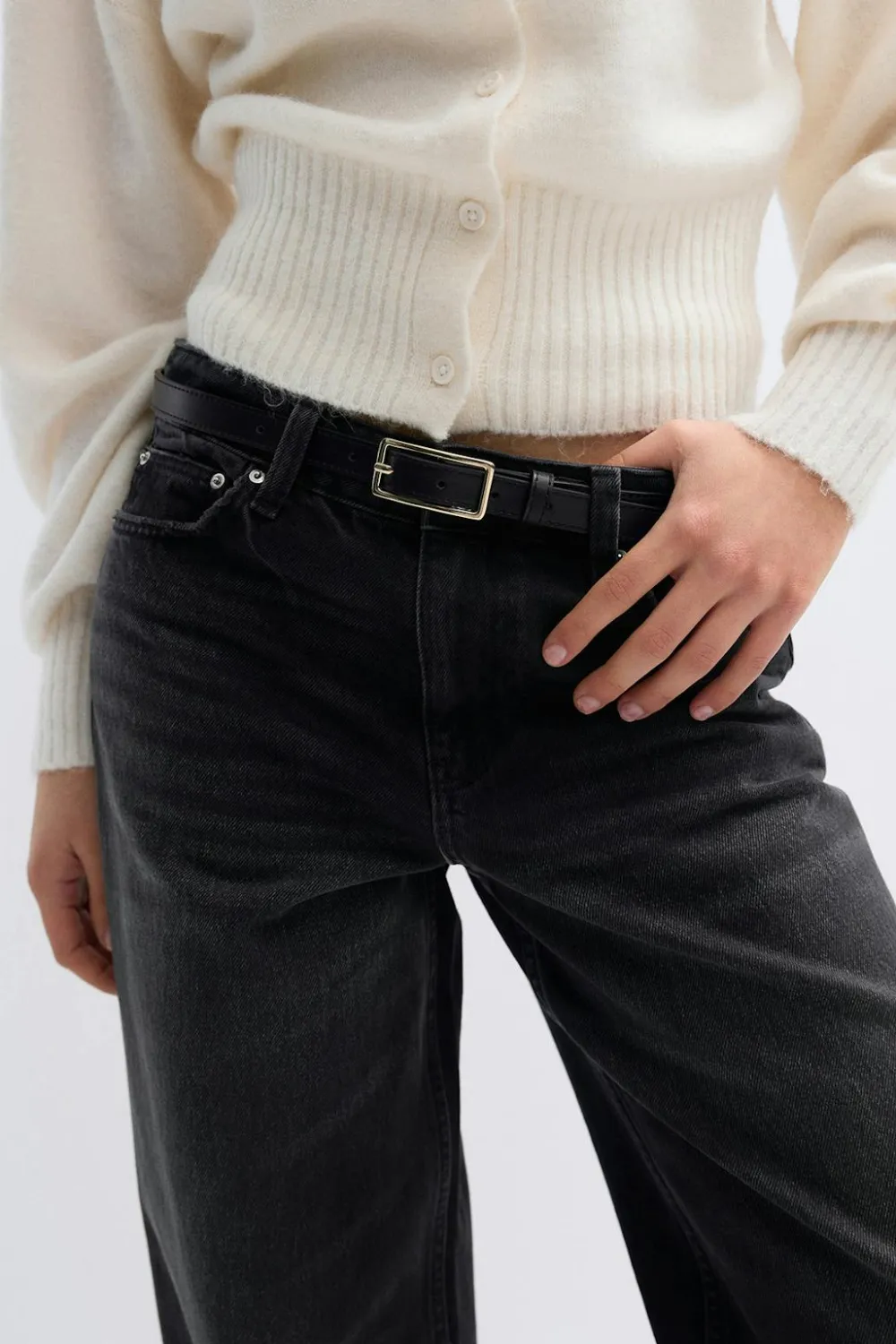 Gina Tricot Clean rectangular belt Svart Online