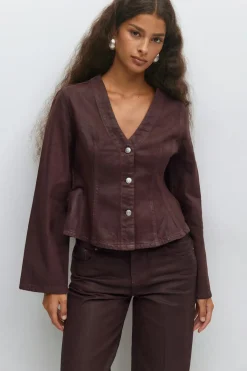 Gina Tricot Coated deni jacket Rød Best