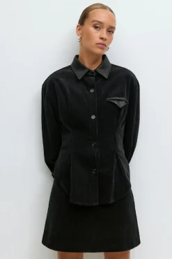 Gina Tricot Corduroy hirt Svart