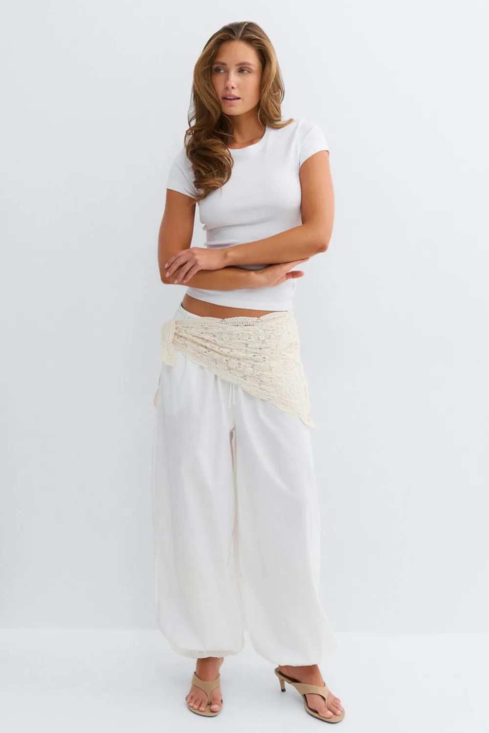 Gina Tricot Cotton baoon trouer Hvit Discount