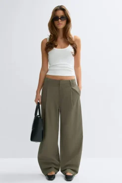 Gina Tricot Cotton barrel trousers Grønn Hot